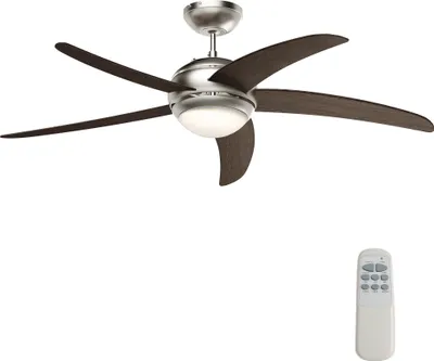 Image de Wiltec Ventilateur de plafond silencieux 70 W, 5 pales, Ø 136 cm, max. 18 m², plafonnier intégré, brasseur d’air avec lampe lustre luminaire