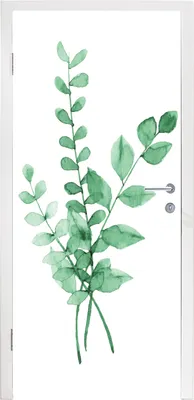 Produktbild von MuchoWow® Türtapete Selbstklebende Türfolie Aquarelle - Blätter - Pflanzen 85x215 cm Türposter Türaufkleber Klebefolie Türklebefolie - Aufkleber für türen - Türplakat - Dekoration