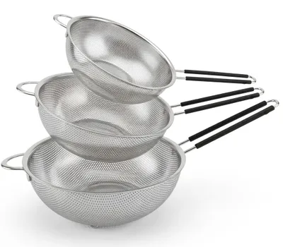 Küchensieb-Set 3-teilig, Edelstahl, Ø 16/19/22 cm, Silikongriffe
