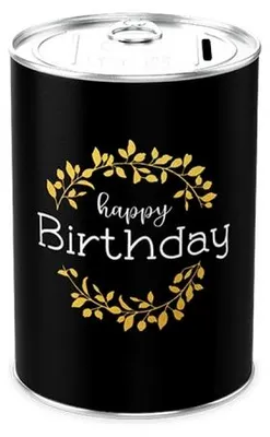 Produktbild von Spardose Happy Birthday, Sparbüchse, Sparschwein aus Metall, Höhe ca. 12 cm