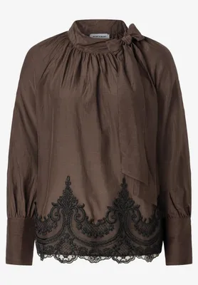 Produktbild von MORE & MORE Lace Detailed Pussycat Bow Blouse espresso brown 34