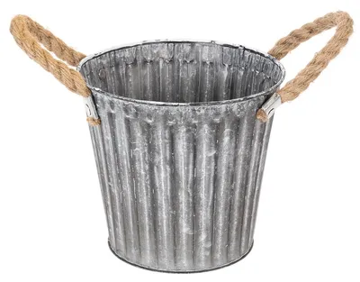 Produktbild von Pflanztopf aus Metall mit Jutegriffen Dekogefäß im Shabby Chic Stil