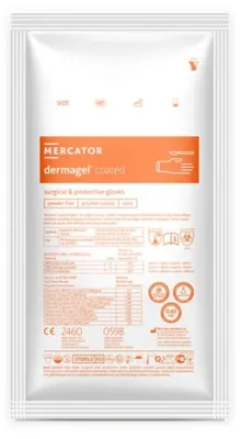 Zdjęcie produktu dla Rękawiczki Jednorazowe Mercator Dermagel Coated Lateks Biały 100 Szt. Do Higieny