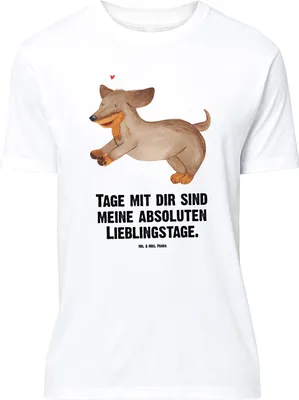 Produktbild von Mr. & Mrs. Panda Größe L T-Shirt Hund Dackel - Weiß - Geschenk, Dachshund, Tshirt, Shirt, Sprüche, Verliebt, mit Spruch
