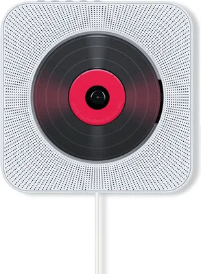 Obrázek produktu pro ZELURXX Nástěnný přehrávač CD Bluetooth, multifunkční přehrávač, zásuvka USB, FM, bezdrátové dálkové ovládání, vypínač pro vytažení kabelu, 18,9 x 18,9 x 3,7 cm