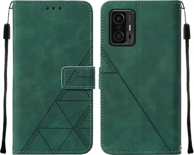 Image de Etui en cuir pour Xiaomi 11T / 11T Pro étui design avec embossage, porte-cartes et support vert