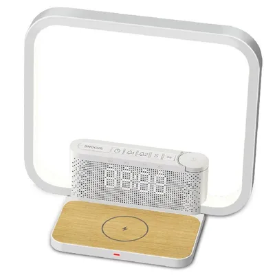 Produktbild von Nachttischlampe mit 4W Kabelloser Ladefunktion,Wecker Tischlampe,Tageslichtwecker mit 10 Beruhigender Klang,  Touch Dimmbar 3 Helligkeitsstufen