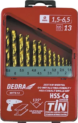 Produktbild von 6er Set Spiralbohrer für Metall HSS+Kobalt+TiN, 135°