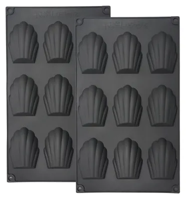 Obrázek produktu pro Silikonová forma na koláčky Madeleine, 9 otvorů, černá, rozměry 29x17x2,1 cm, bez BPA