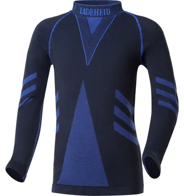 Produktbild von Ladeheid Kinder Mädchen Jungen Funktionsunterwäsche Thermoaktives Langarm Shirt LAGI007 (Schwarz/Marineblau, 122-128)
