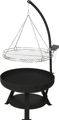 Obrázok produktu pre Vonkajší krb s grilom Vaggan, kov, 60x127 cm, čierna/strieborná
