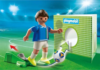 Produktbild von PLAYMOBIL Sports & Action, Fußballspieler Italien, Spielset 70485, 8-teilig, 9,5×14,5 cm