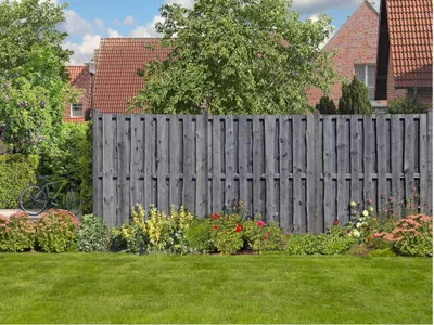 Produktbild von WOODTEX Grau 180x180 cm Sichtschutzzaun, Gartenzaun aus Kiefer, Bohlenzaun, Doppelstabmattenfüllung, Montage Set, Lärmschutz, Windschutz, Sichtschutz