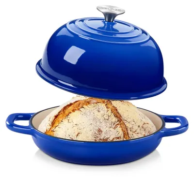 Dutch Oven 5 L, gusseisern, emailliert, für Brot, Blau