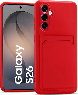 Immagine prodotto di Custodia per cellulare Samsung Galaxy S26 Custodia protettiva in silicone con scomparto per carte Slim Wallet Case, rossa