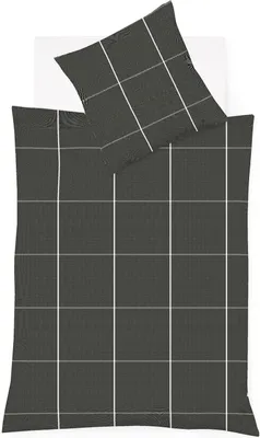 Produktbild von Fleuresse Lech Edelflanell Bettwäsche 135x200 Karo dunkelgrau  604311-01