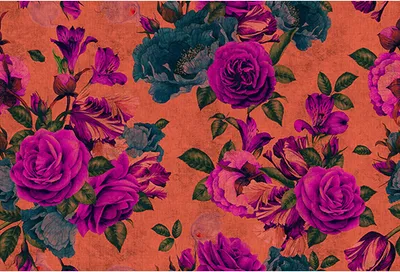 Produktbild von Tadessi Fototapete | Blumen | 4.00 m x 2.70 m | Pink | Orange | Wandbild | Digitaldruck