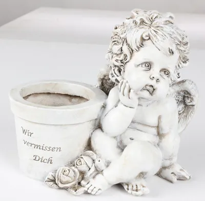 Image de Pierre tombale Ange Pot de fleurs 20cm Décorations funéraires Pierre commémorative Pot de fleurs Statue