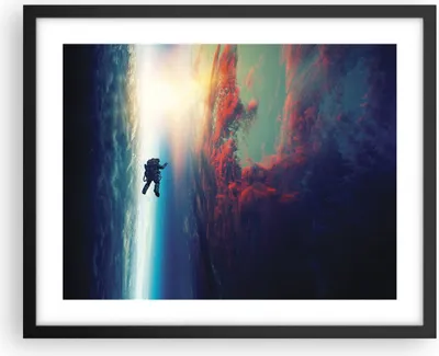 Produktbild von Gerahmtes Poster - Schwarzer Rahmen - Kosmos Astronaut Planet - 50x40 cm - Wand Bild - Wanddeko - Wandbilder - Kunstposter - Wandposter - Bilderrahmen - Bilder - Kunstdruck - P2BAA50x40-5049