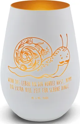 Produktbild von Mr. & Mrs. Panda Laterne Schnecke Sir - Weiß - Geschenk, teelichtglas, Lebensmut, Lebenszeit, Glas Windlicht, Teelichthalter, Schnecken, Weisheit, Motivation, licht deko