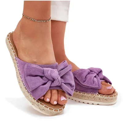 Produktbild von Damen Plattform Sandalen Mit Geflecht Und Schleife Lila Alpireda 39