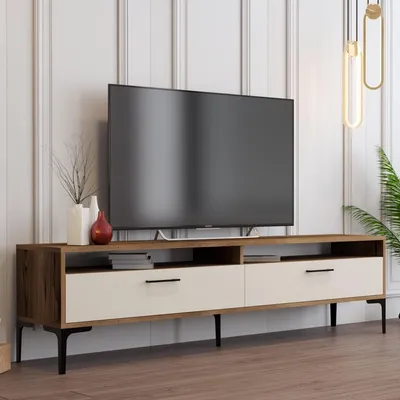 Produktbild von Cantoira - TV-Möbel, 180x47x35 cm, Cremeweiß, 2 Regale
