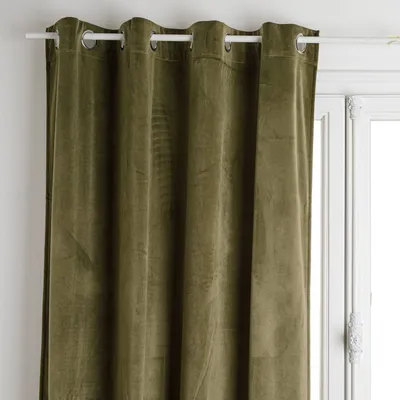 Imagen del producto de Cortina opaca de terciopelo Unyqoos®, 140 x 260 cm, color verde caqui