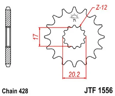 Produktbild von JTSPROCKETS vorne JTF1556.12 Kettenritzel