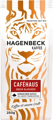 Produktbild von HAGENBECK - Kaffee - Cafehaus - Röstkaffee - Kaffeebohnen gemahlen - 250g - 100% Arabica Mischung - AROMATISCH - traditionelle Mischung