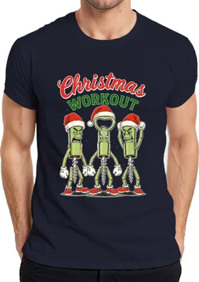 Produktbild von Christmas Workout Korkenzieher Flaschenöffner Wein Weihnachten Herren T-Shirt, Navy, 3XL