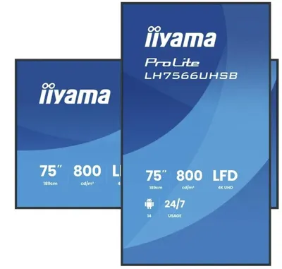 Produktbild von iiyama LH7566UHSB-B1AG, Digital Signage Flachbildschirm, 190,5 cm (75"), LCD, 3840 x 2160 Pixel, WLAN, 24/7