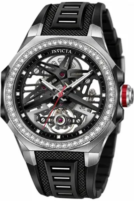 Produktbild von Invicta Objet D Art 70124 Herrenuhr - Automatikwerk - Edelstahl mit schwarzem Zifferblatt - 43 mm - Mit 70 Diamanten