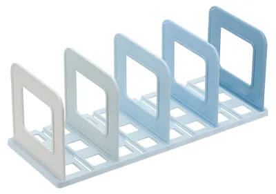 Vertikaler Schreibtisch-Organizer, 4 Fächer, Kunststoff, Blau