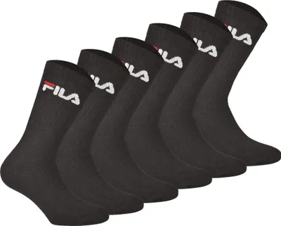 Produktbild von FILA Unisex Socken, 6er Pack - Crew Socks, Frottee, Tennis, Sport (2x 3 Paar) Schwarz 39-42