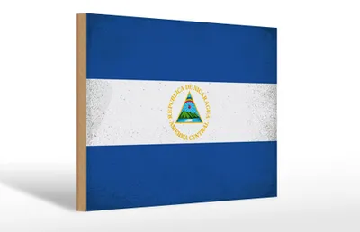 Produktbild von Holzschild Flagge Nicaragua 30x20cm Flag Nicaragua Vintage