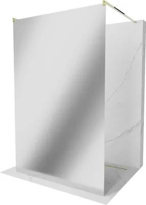 Produktbild von Mexen Kioto freistehende Duschwand 100 x 200 cm, Spiegel, Gold - 800-100-002-50-50