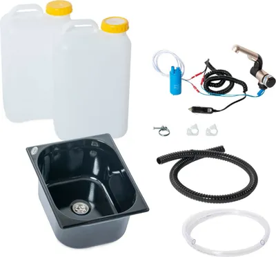 Image de 12V Camping kit lavabo noir 325x265x150mm 19 litres bidon T4 T5 T6