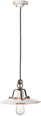 Image de Ferroluce Country Lampe à suspendre en céramique Ø 30cm Blanc Rond