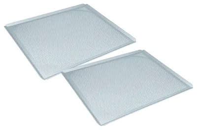 Produktbild von vhbw 2x Backblech für Backofen - 45,5 x 37,5 x 1 cm Silber, Perforiert