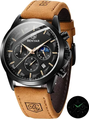 Produktbild von Uhren Herren Chronograph Herren Uhr 30M Wasserdicht Analoge Quarzuhr Armbanduhr Herren Business Kalender Sport Watch Geschenk für Männer