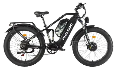 Imagen del producto de Bicicleta eléctrica - Bicicleta eléctrica de dos plazas - Motor de 2000W - Batería doble de 48V y 46Ah - Suspensión doble - Neumáticos de 66 cm - Color negro