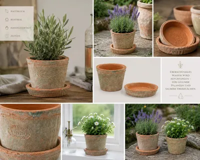 Produktbild von Terracotta Untersetzer rund Ø 12 cm für Blumentöpfe im Landhausstil Natur