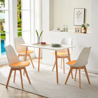 Produktbild von H.J WeDoo Klein Esstisch Küchentisch für 4-6Personen, 110x70cm Rechteckig Esszimmertisch, Tisch  für Wohnzimmer Küche Büro, Weiß