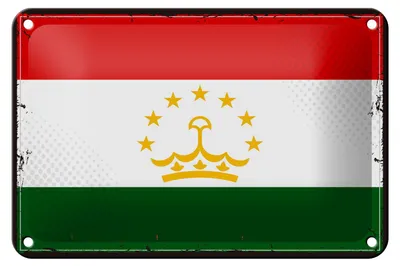 Produktbild von Blechschild Flagge Tadschikistan 18x12cm Retro Tajikistan Dekoration