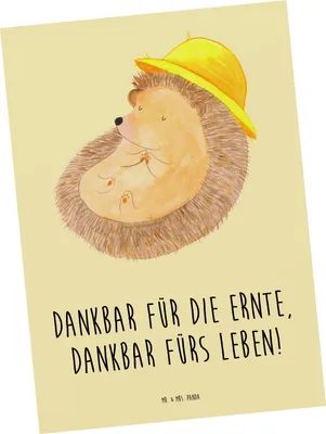 Produktbild von Mr. & Mrs. Panda Postkarte Erntedankfest Dankbarkeit - Gelb Pastell - Geschenk, Grußkarte, Thanksgiving, Leben, Ansichtskarten, bildkarte, Geschenke, besondere Anlässe