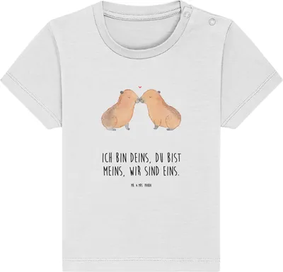 Produktbild von Mr. & Mrs. Panda Babyshirt Capybara Liebe 12. - 18. Monat - Weiß - Geschenk, Organic Baby T-Shirt, Liebesspruch, Kinder Oberteil, Baumwollshirt, Herzlich, Öko,