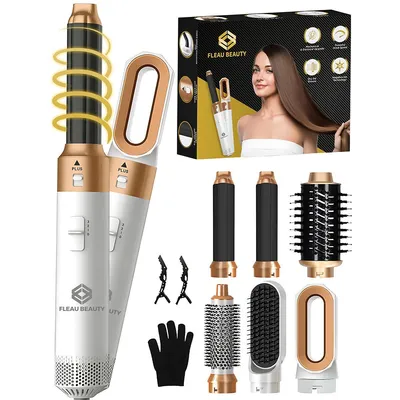Obrázok produktu pre Fleau Beauty kulma – PRO edícia – Multistyler – Sušič vlasov – Kulmofén – Stylingová kefa – Fénová kefa – 6 v 1 set – Biela