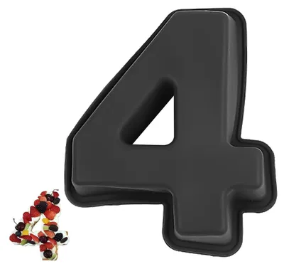 Produktbild von Silikon Kuchenform Zahl 4, 3D Tortenform Antihaft, Motivbackform für Geburtstag & Jubiläum