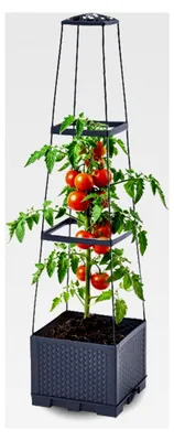 Produktbild von Blumenkästen mit Rankhilfe in Turmform 28x28xH115 cm Pflanzgefäß für Garten und Terrasse
