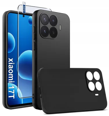 Obrázok produktu pre Čierne, elegantné silikónové puzdro pre telefón Xiaomi 17T + s ochranným sklom 9H